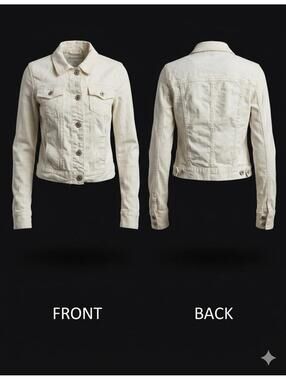 🤍 AEROPOSTALE Denim Jean Jacket Women's Off White Preppy Clean Girl M/M 12-22